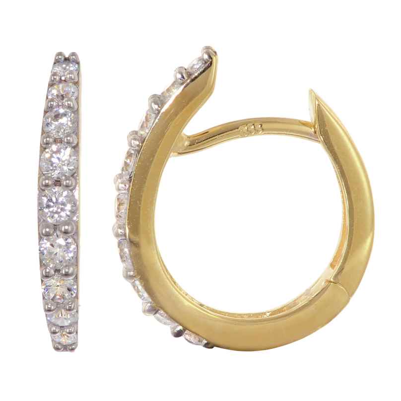 trendor 21701 Damen-Ohrringe Gold 333/8K Klappcreolen mit Zirkonia 16 mm 4262551217016