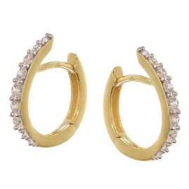 trendor 21701 Damen-Ohrringe Gold 333/8K Klappcreolen mit Zirkonia 16 mm