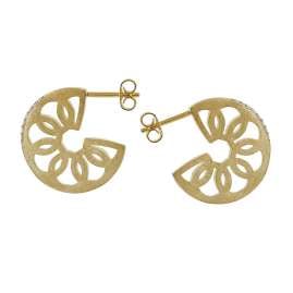 trendor 21712 Women's Stud Earrings Disc Gold Plated 925 Silver Cubic Zirconia