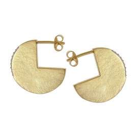 trendor 21713 Women's Stud Earrings Disc Gold Plated Silver 925 Cubic Zirconia