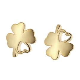 trendor 21715 Girls' Stud Earrings Clover Gold Plated 925 Silver