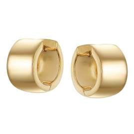 trendor 21726 Hoop Earrings Gold Plated 925 Silver Shiny Hoops ⌀ 15 mm