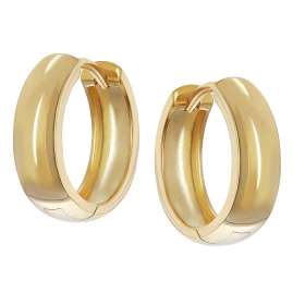 trendor 21741 Unisex Hoop Earrings Polished Gold Plated 925 Silver ⌀ 14 mm