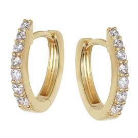 trendor 21747 Women's Hoop Earrings Gold Plated Silver Cubic Zirconia ⌀ 16 mm