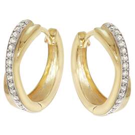 trendor 21751 Damen-Ohrringe Klapp-Creolen 333 Gold (8 K) mit Zirkonia ⌀ 15 mm