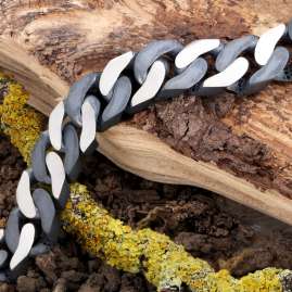 trendor 21810 Men's Curb Chain Bracelet 925 Silver Oxidized Width 13 mm