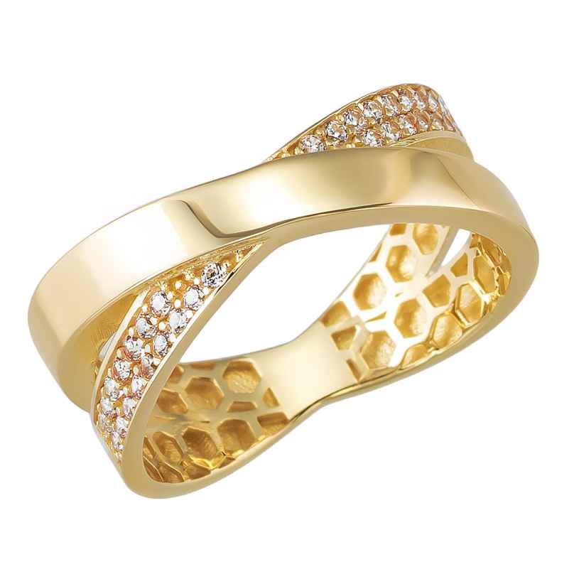 trendor 21826 Damenring 333 Gold Bicolor Zirkonia-Ring