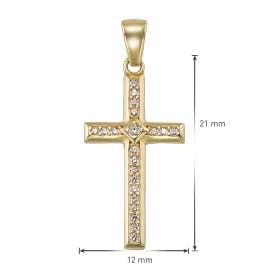 trendor 21834 Anhänger Kreuz Gold 333/8K mit Zirkonia 21 mm