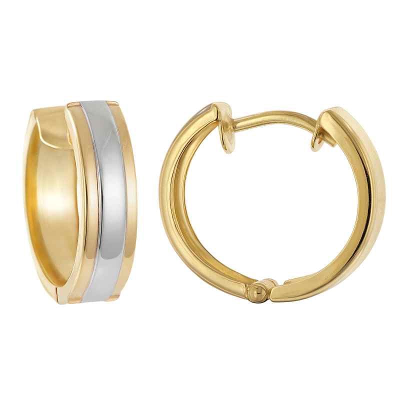 trendor 21752 Damen-Ohrringe Klapp-Creolen 333 Gold (8 Kt.) Bicolor ⌀ 15 mm 4262551217528