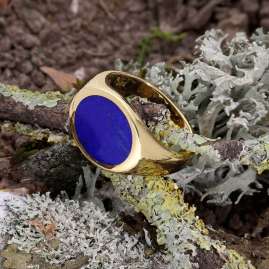 trendor 21864 Damenring 925 Silber Vergoldet mit Blauem Farbstein Lapislazuli