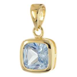 trendor 21893 Damen-Kette 925 Silber Vergoldet mit Aquamarin-Anhänger