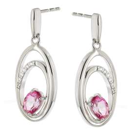 trendor 21887 Women's Dangle Earrings 925 Silver Rhodium-Plated with Topaz