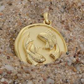 trendor 21850-03 Anhänger Sternzeichen Fische 925 Silber vergoldet Ø 16 mm