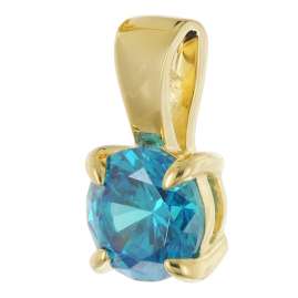 trendor 21956 Women's Necklace 925 Silver Gold Plated with Blue Cubic Zirconia