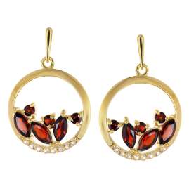 trendor 21885 Women's Drop Earrings Gold Plated Silver with Garnet and Topaz