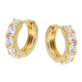 trendor 21846 Small Hoop Earrings with Cubic Zirconia 925 Silver Gold Plated