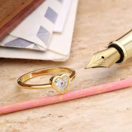 trendor 31100-01 Damenring mit Zirkonia-Herz 925 Sterling-Silber Vergoldet