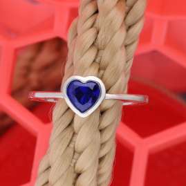 trendor 31064-05 Damenring mit Saphirblauem Zirkonia 925 Silber Rhodinert