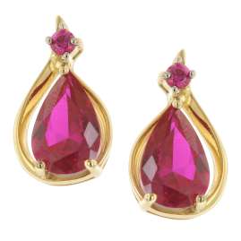 trendor 31290 Women's Stud Earrings Gold 333/8K Red
