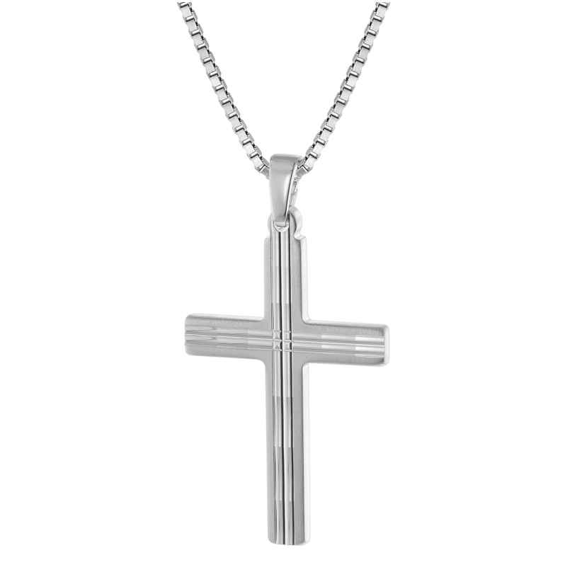 trendor 63560 Silber Herren-Halskette mit Kreuz-Anhänger 4260227763560