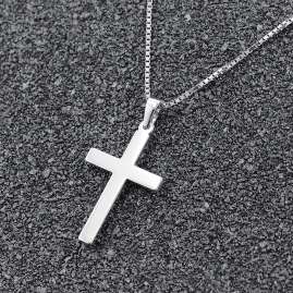 trendor 35844 Silver Cross Pendant Mens Necklace