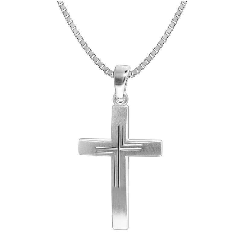 trendor 35850 Mens Silver Necklace with Cross Pendant 4260435358503