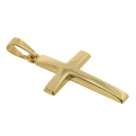 trendor 35796 Cross Pendant Gold 333 8 ct with Gold-Plated Silver Necklace