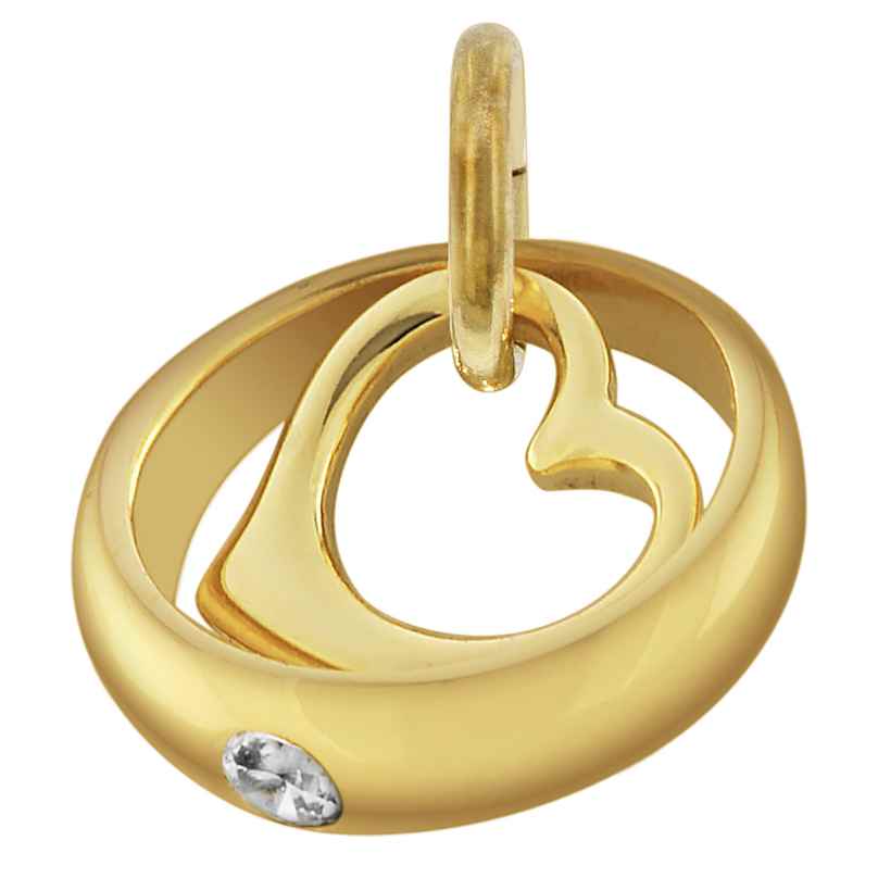 trendor 75430 Christening Ring with Cubic Zirconia and Heart Gold 585 / 14K 4260641754304