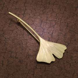 trendor 75724 Brosche Gingko-Blatt Gold auf Silber