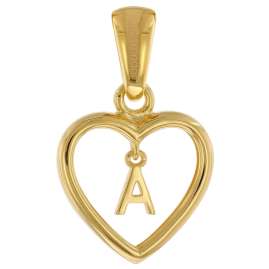 trendor 51850-A Heart Pendant with Letter A Gold Plated 925 Silver