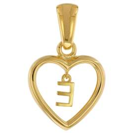 trendor 51850-E Heart Pendant with Letter E Gold Plated 925 Silver