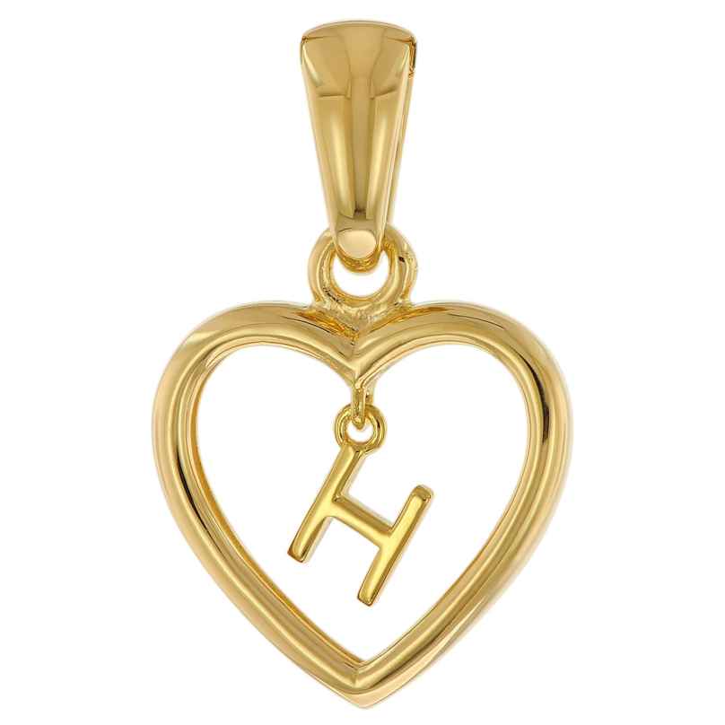 trendor 51850-H Heart Pendant with Letter H Gold Plated 925 Silver 4260727518448