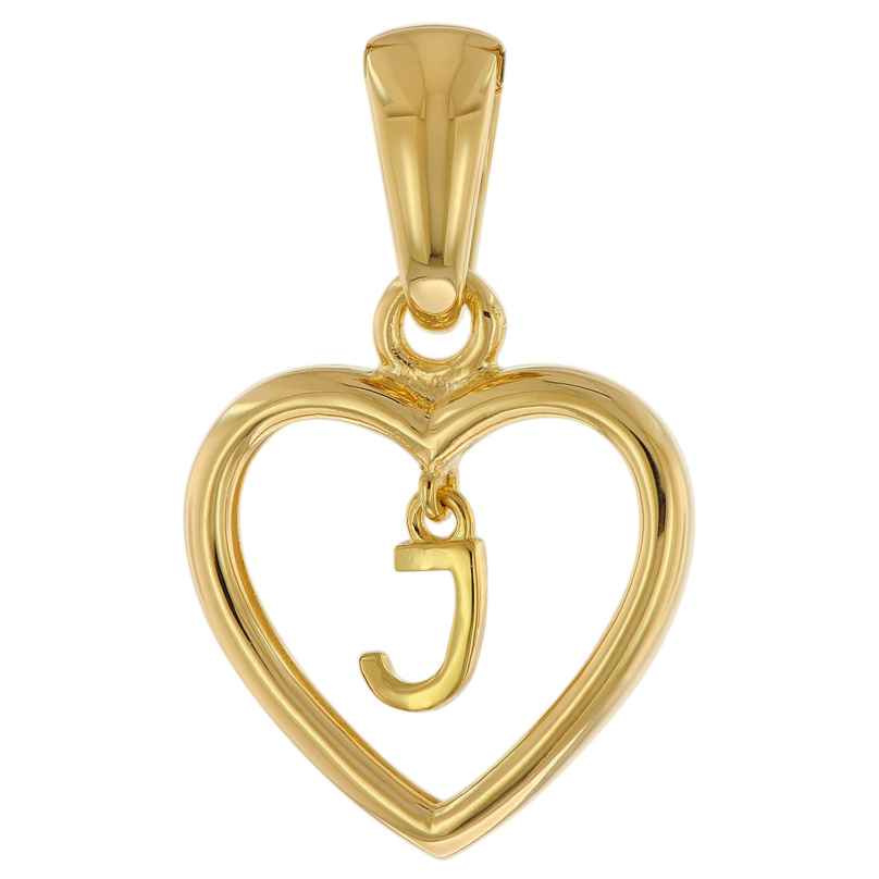 trendor 51850-J Heart Pendant with Letter J Gold Plated 925 Silver 4260727518455