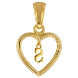 trendor 51850-S Heart Pendant with Letter S Gold Plated 925 Silver