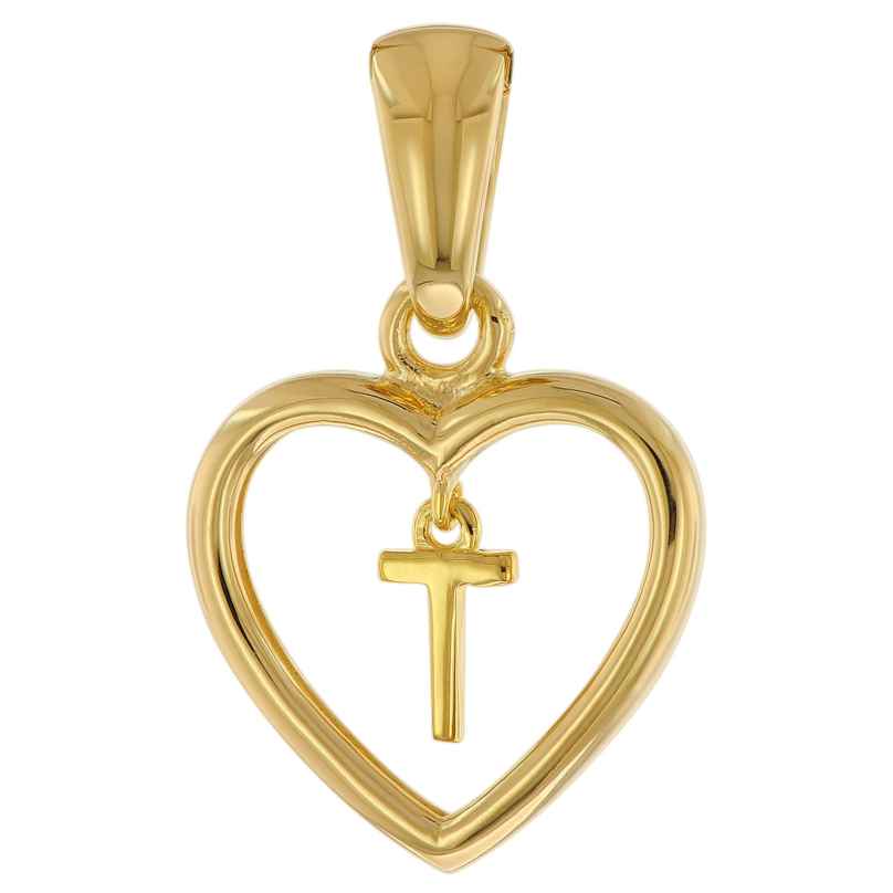 trendor 51850-T Heart Pendant with Letter T Gold Plated 925 Silver 4260727518509