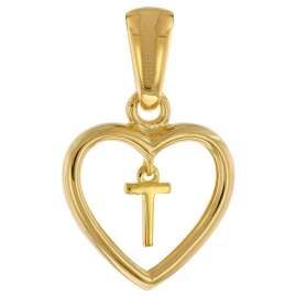 trendor 51850-T Heart Pendant with Letter T Gold Plated 925 Silver