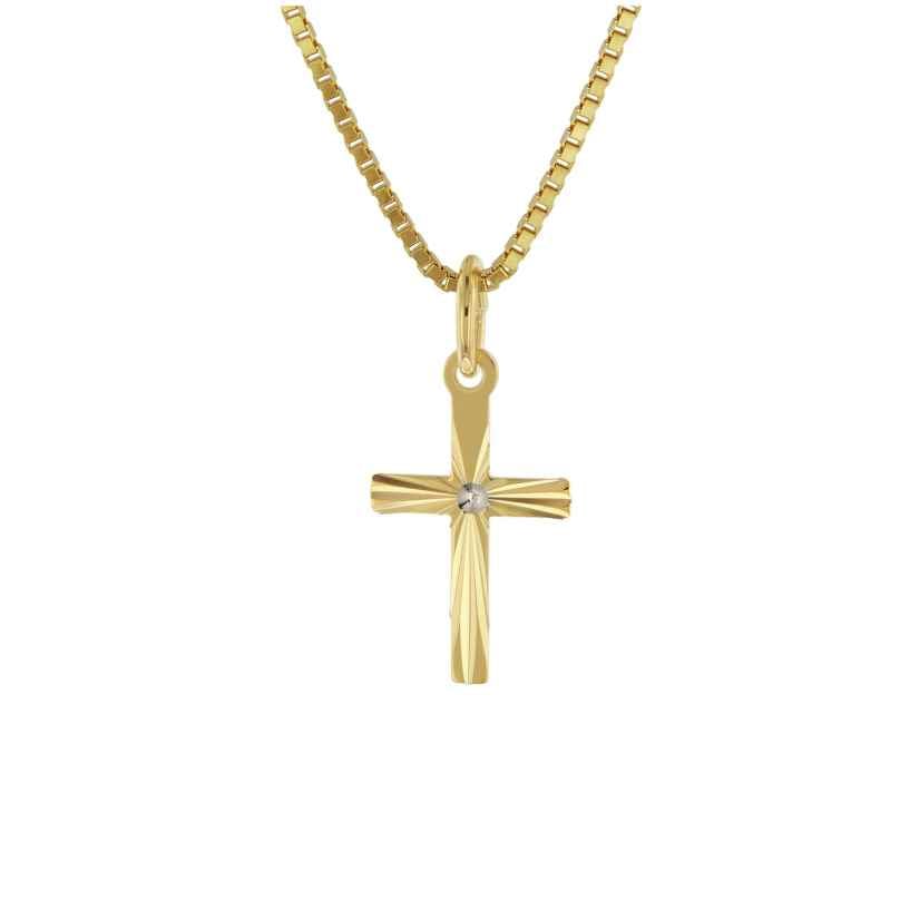 trendor 51954 Children's Cross Pendant Gold 585 on Gold-Plated Silver Chain 4260727519544