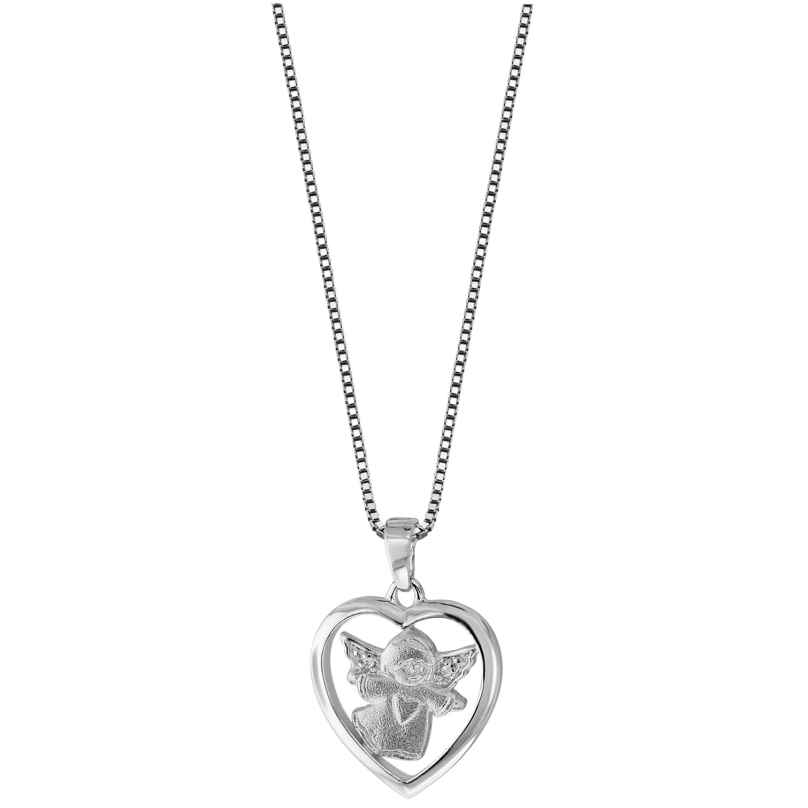 trendor 79046 Silber-Collier Herz mit Engel Anhänger Halskette