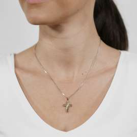 trendor 79572 Two-Colour Cross Pendant Silver Necklace
