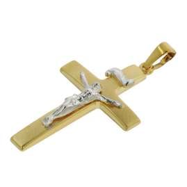 trendor 08489 Kruzifix-Anhänger Gold 333 mit goldplattierter Herren-Halskette