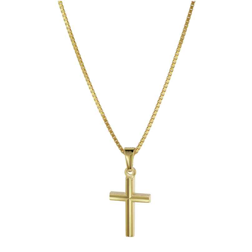 trendor 08504 Kreuz Anhänger für Kinder Gold 333 mit plattierter Halskette