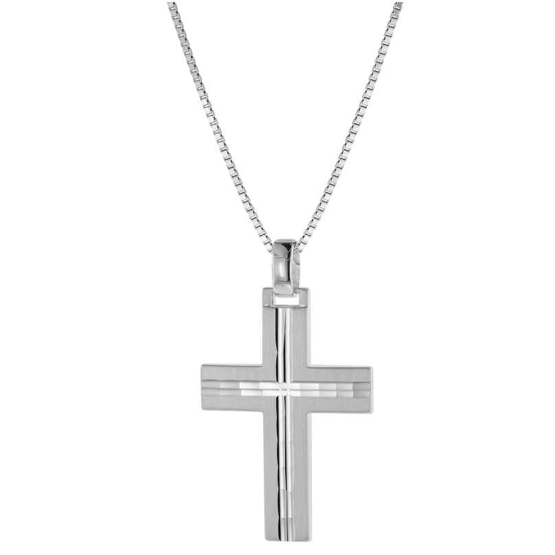 trendor 08803 Kreuz mit Halskette für Männer 925 Silber 60 cm 4260497088035