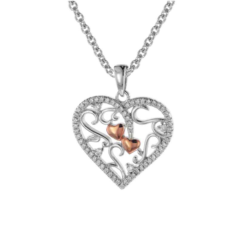 trendor 08812 Heart Pendant with Necklace Silver 925 Two-Tone 4260497088127