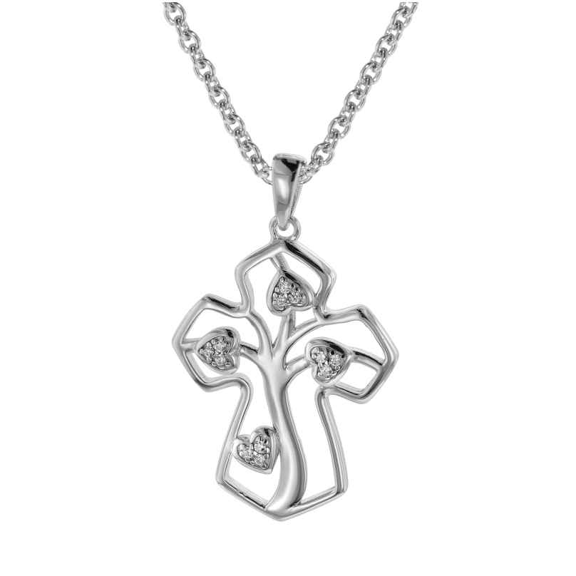 trendor 08820 Necklace With Pendant Silver 925 Cross with Tree of Life 4260497088202