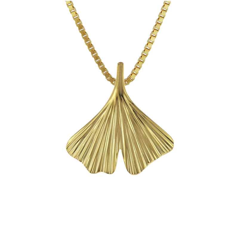 trendor 08950 Ginkgo-Blatt mit Venezianer Halskette Gold 333/8 Karat
