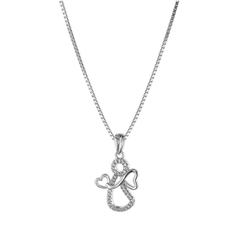 trendor 75055 Angel Pendant Women's Necklace 925 Silver with Cubic Zirconia