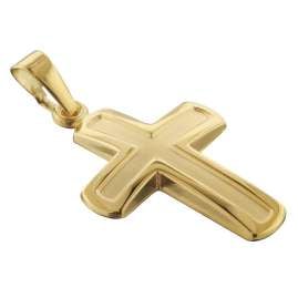 trendor 75224 Cross Pendant 20 mm Gold 333 (8 ct) with Gold-Plated Necklace