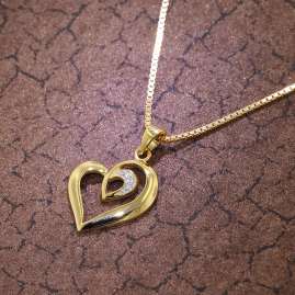 trendor 75404 Heart Pendant Gold 585/14 K with Gold Plated Silver-Necklace