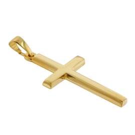 trendor 75412 Cross Pendant 26 mm Gold 333 / 8K with Gold Plated Necklace