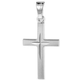 trendor 75419 Cross Pendant 18 mm White Gold 14 ct with Silver Kids Necklace